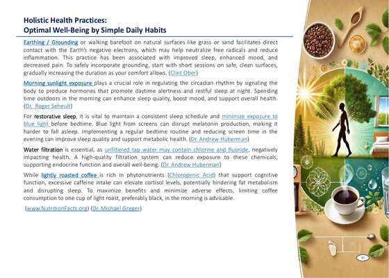 Workbook page: Optimal Well-Being by Simple Daily Habits